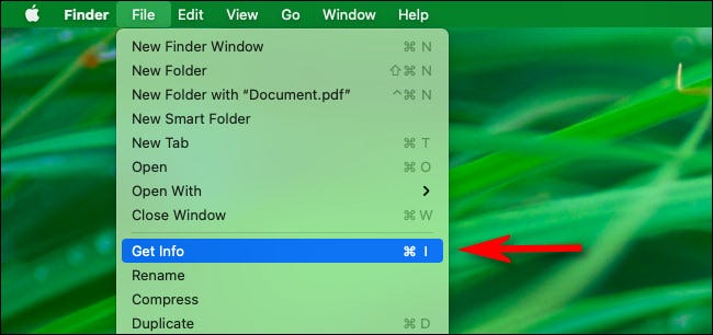 Na barra de menu, clique em "Arquivo" e selecione "Obter Informações" no menu.