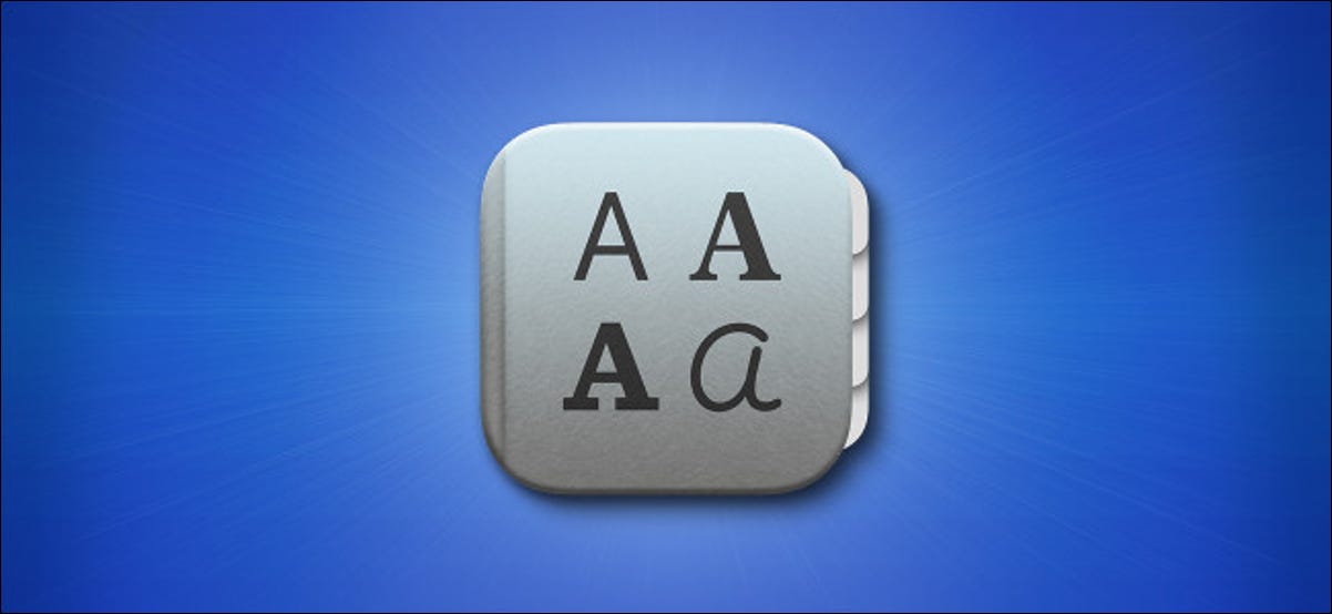 Ícone do aplicativo de livro de fontes Mac Big Sur em fundo azul