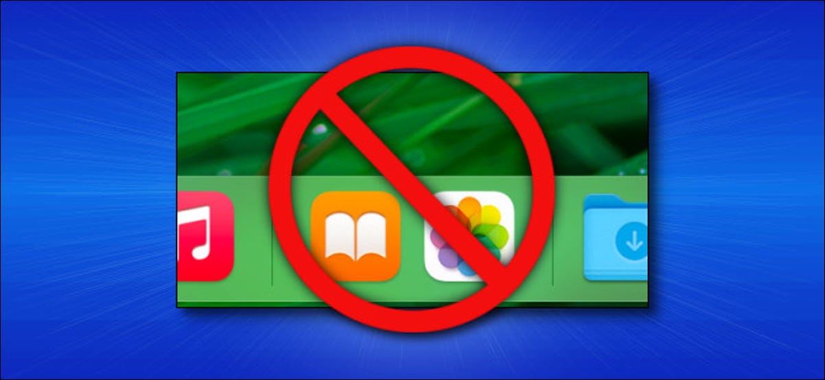 A seção de aplicativos recentes do Mac Dock com um símbolo de cancelamento sobre eles.