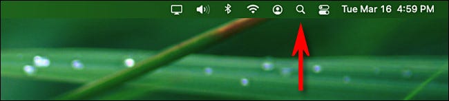 Clique no ícone da lupa Spotlight na barra de menu.