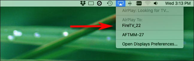 Clique no ícone AirPlay e selecione um dispositivo receptor AirPlay.