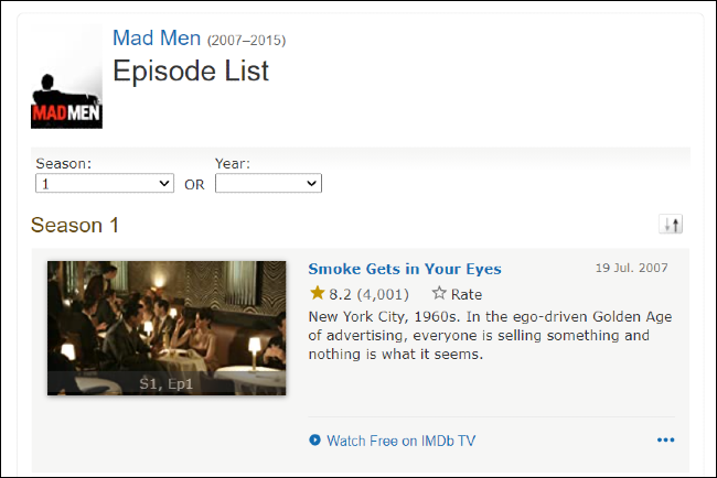 Mad Men na IMDb TV