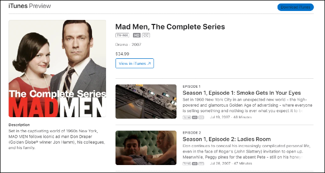 Mad Men no iTunes