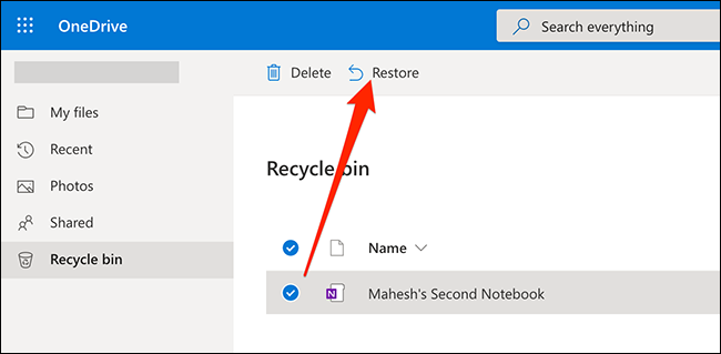 Recupere blocos de anotações do OneNote com OneDrive