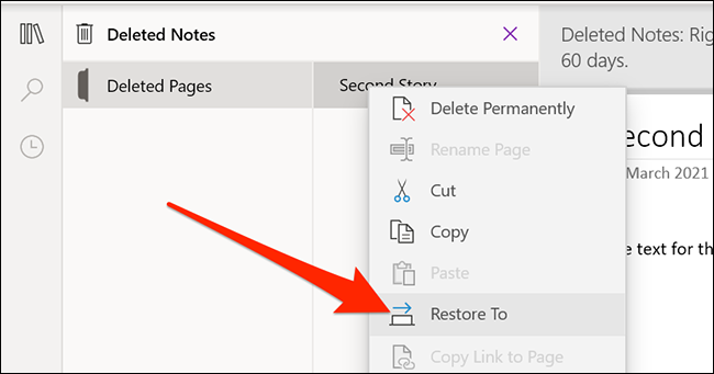 Restaurar notas excluídas do OneNote