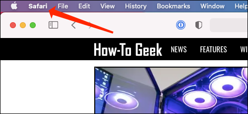 Clique em Safari na barra de menu