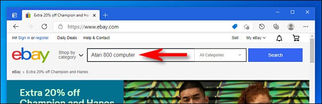 No site do eBay para desktop, digite uma busca.