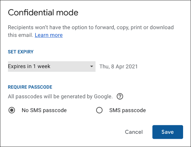 Defina a data de validade para o modo confidencial no Gmail