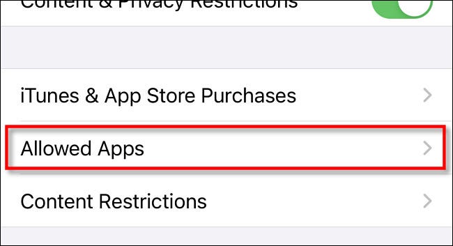 Toque em "Aplicativos permitidos".
