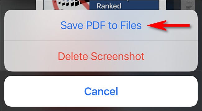 Toque em "Salvar PDF em arquivos".