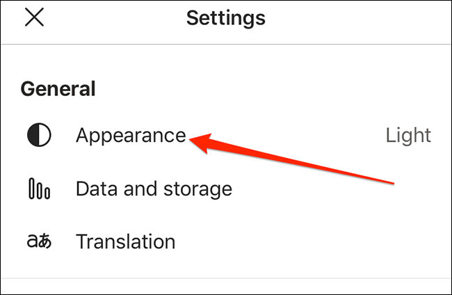 Menu de aparência no Microsoft Teams para iOS