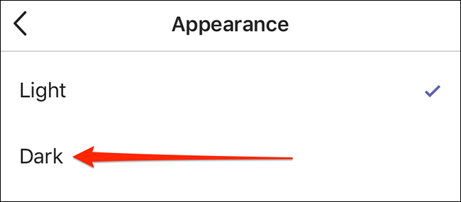 Habilite o modo escuro no Microsoft Teams para iOS