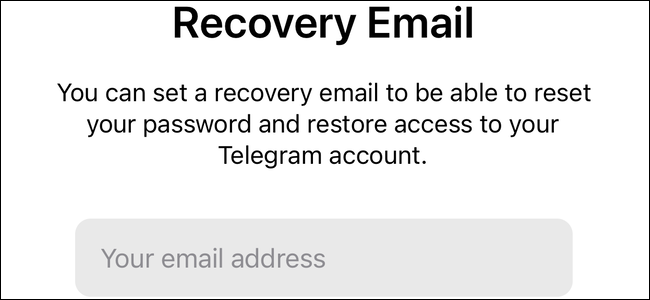 Defina um e-mail de recuperação no Telegram para iPhone, enquanto habilita a verificação em duas etapas