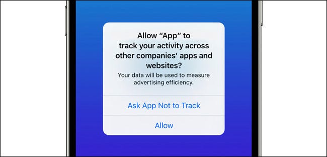 O pop-up de solicitação de rastreamento do aplicativo para iPhone.