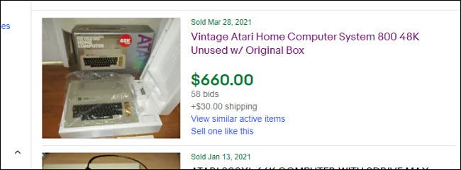 Exemplo de um resultado de pesquisa caro do eBay.