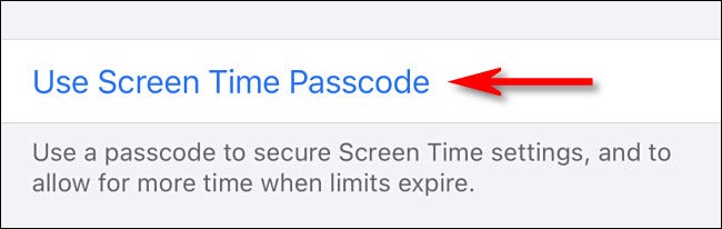 Toque em "Usar senha de tempo de tela".