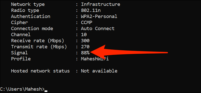 Encontre a força do sinal Wi-Fi usando o Prompt de Comando