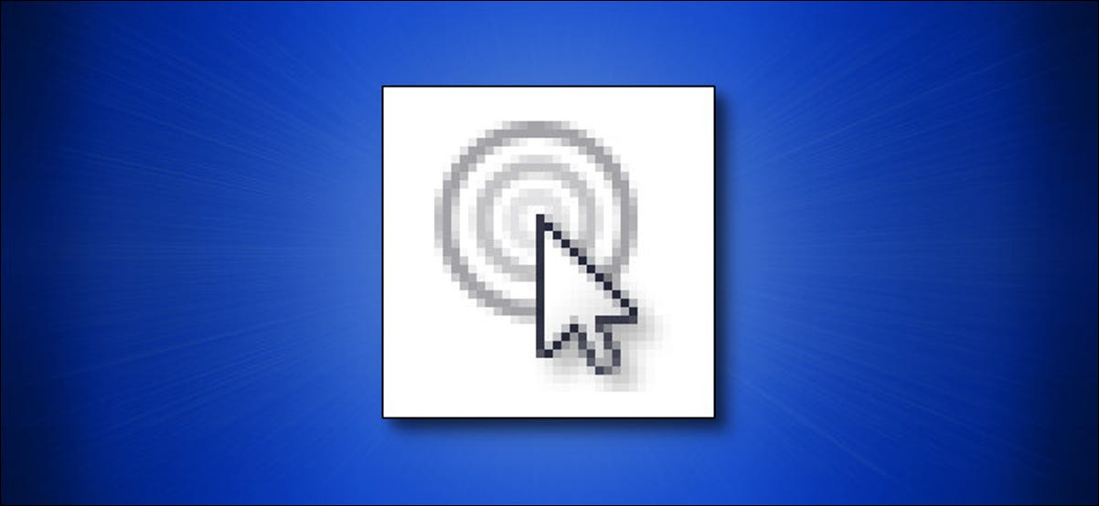 Ícone de localização do ponteiro do mouse do Windows 10 em um fundo azul