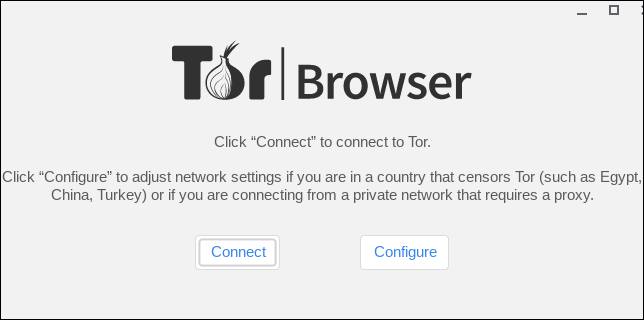Janela de diálogo de conexão Tor