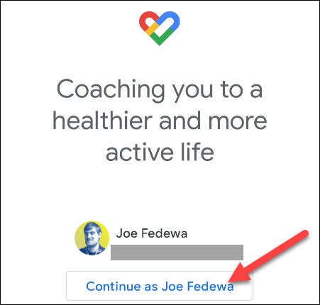 faça login no google fit