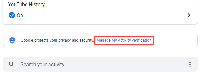 Clique em "Gerenciar minha verificação de atividade".