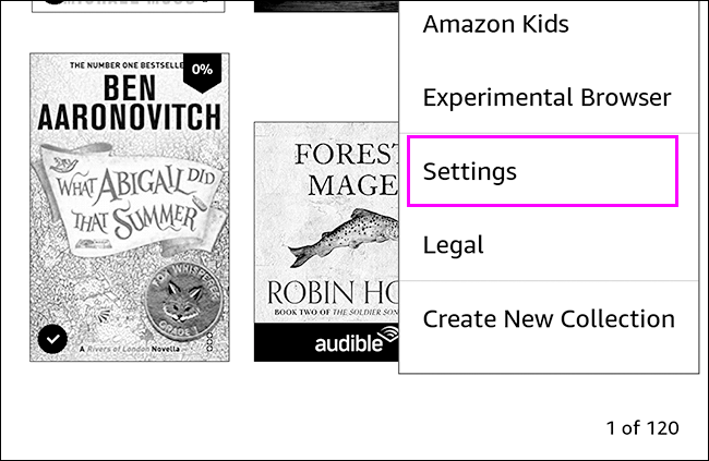 Configurações do Kindle