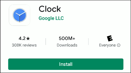 O aplicativo Google Clock na Play Store.
