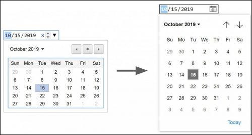 Data selecionando calendários.