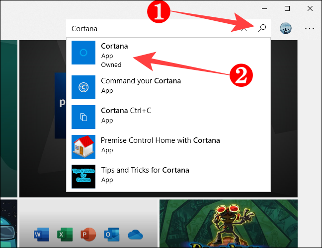 Clique no botão "Pesquisar", digite "Cortana" e selecione "Cortana" nos resultados da pesquisa.