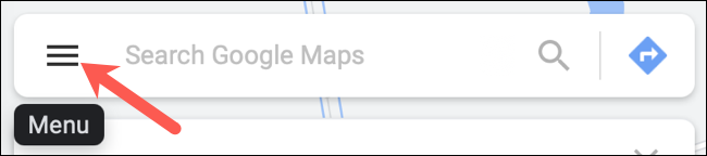 Clique em Menu na caixa Pesquisar Google Maps