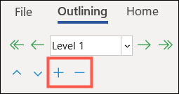 Use mais e menos para expandir e reduzir os níveis