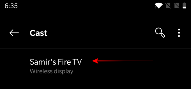 Veja o nome da Fire TV aparecer na lista de dispositivos do Cast