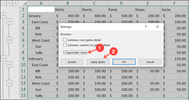 Aplicar estilos a um esboço do Excel