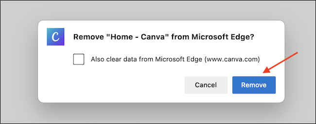 Clique no botão "Remover" para excluir totalmente o aplicativo Edge. 