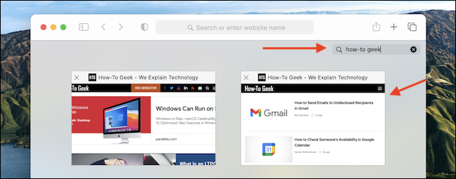 Pesquisar abas abertas no Safari para Mac
