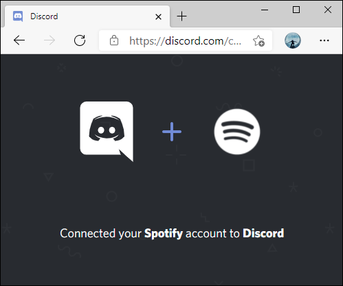 Spotify conectado à confirmação do Discord.