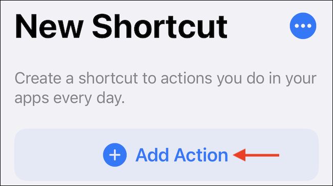Toque em "Adicionar ação" no novo atalho.