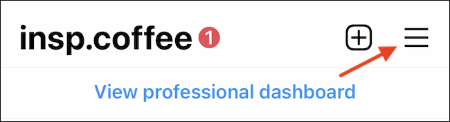 Toque no botão Menu no perfil do Instagram