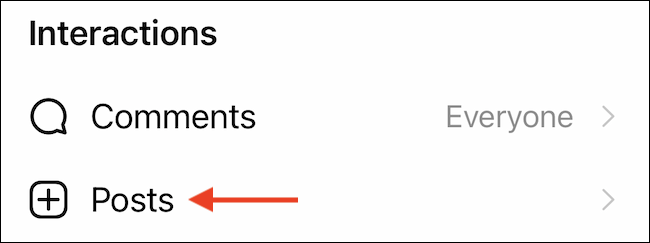 Selecione a opção "Postagens" na seção "Privacidade".