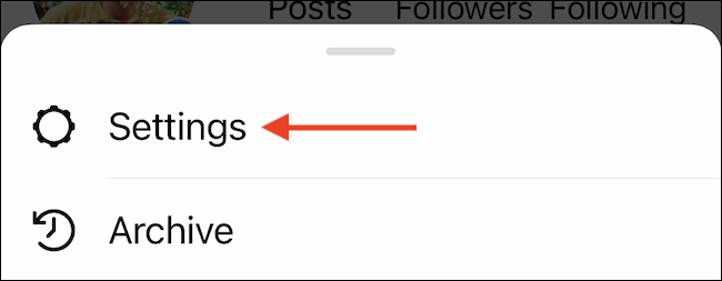 Toque em Configurações do Instagram