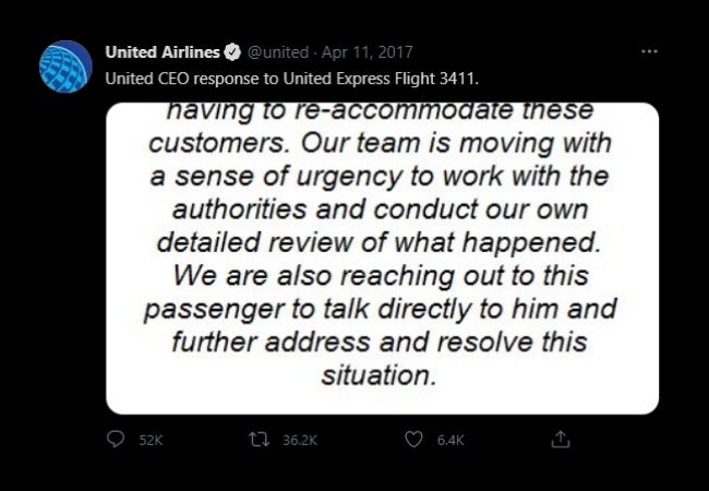 Resposta do CEO da United Airlines