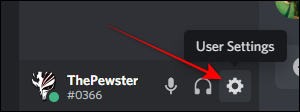 Clique em "Configurações do usuário" no Discord