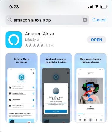 Baixando o aplicativo Alexa na App Store.