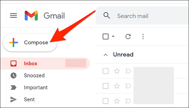 Clique em “Escrever” na interface do Gmail.