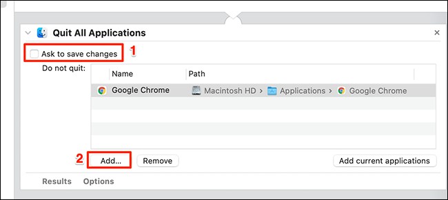 Configure "Sair de todos os aplicativos" no Automator.