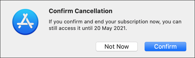 Confirme o cancelamento através da Mac App Store