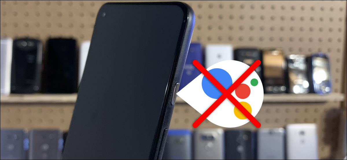 Logotipo do Google Assistente riscado ao lado do botão liga / desliga de um smartphone Pixel