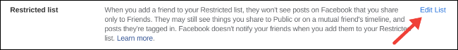 Editar lista restrita no Facebook