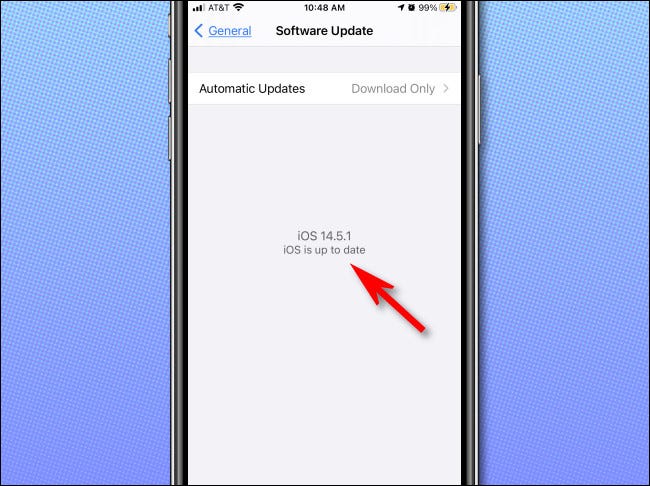 Se não houver atualizações disponíveis no seu iPhone, você verá "iOS atualizado".