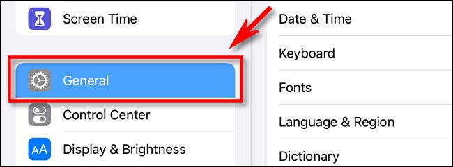Nas configurações do iPad, toque em "Geral".
